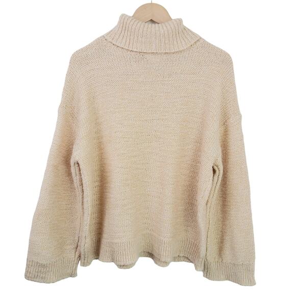 Haven Well Within SZ L Marled Turtleneck Sweater COLOR SANDSTONE/IVORY - Picture 8 of 8